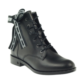 Botas decoradas com laço e tachas Badura preto 1