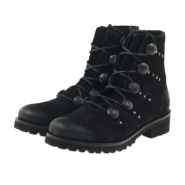 Botas femininas de Badura decoradas com botões e strass preto 3