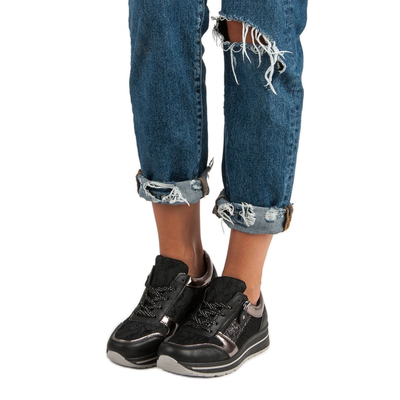 Kayla Tênis Femininos Elegantes preto 2