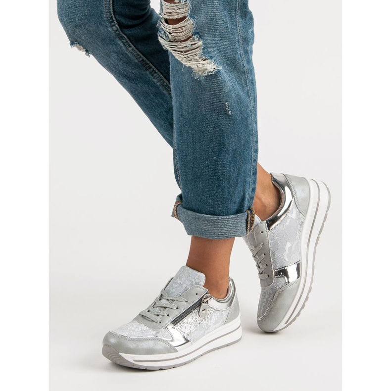 Kayla Tênis femininos elegantes cinza 1