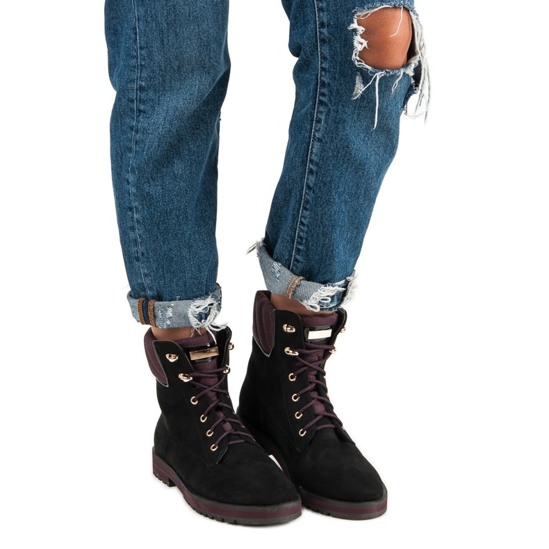 Lucky Shoes Trabalhadores de camurça preta preto 1