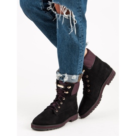 Lucky Shoes Trabalhadores de camurça preta preto 2