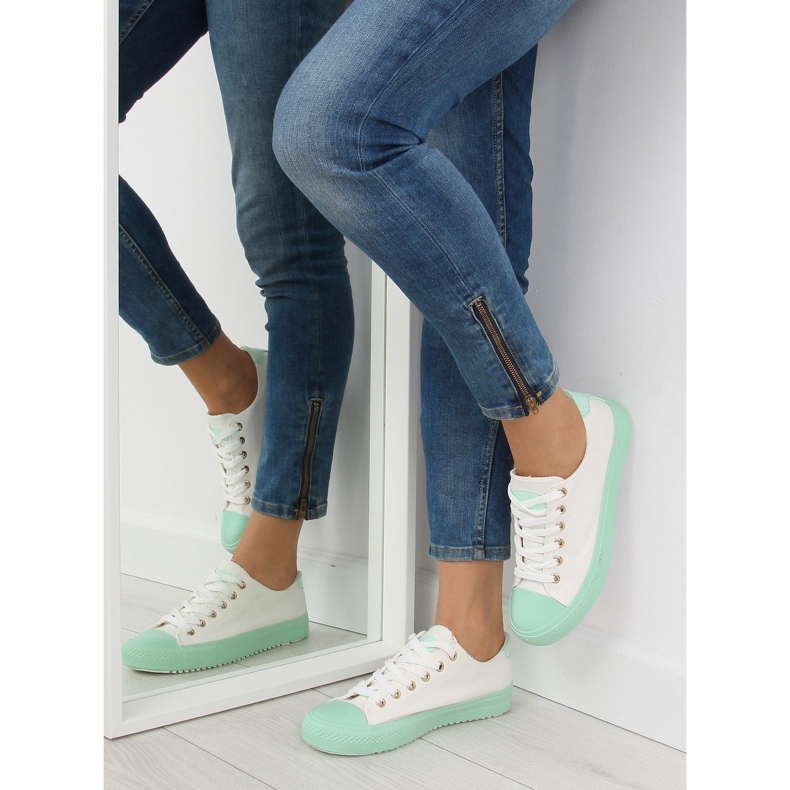 Tênis feminino branco e menta BL97P verde 2