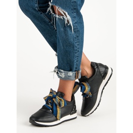 Tênis amarrados da moda preto 2