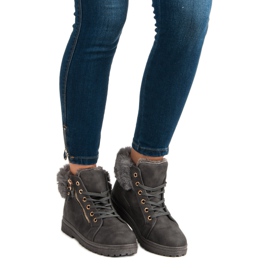 Botas quentes amarradas até o tornozelo cinza 1 Botas quentes amarradas até o tornozelo cinza 1