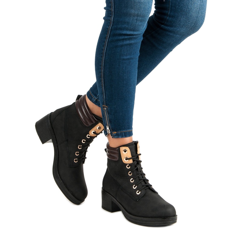 Botas de trabalho com salto alto preto 2