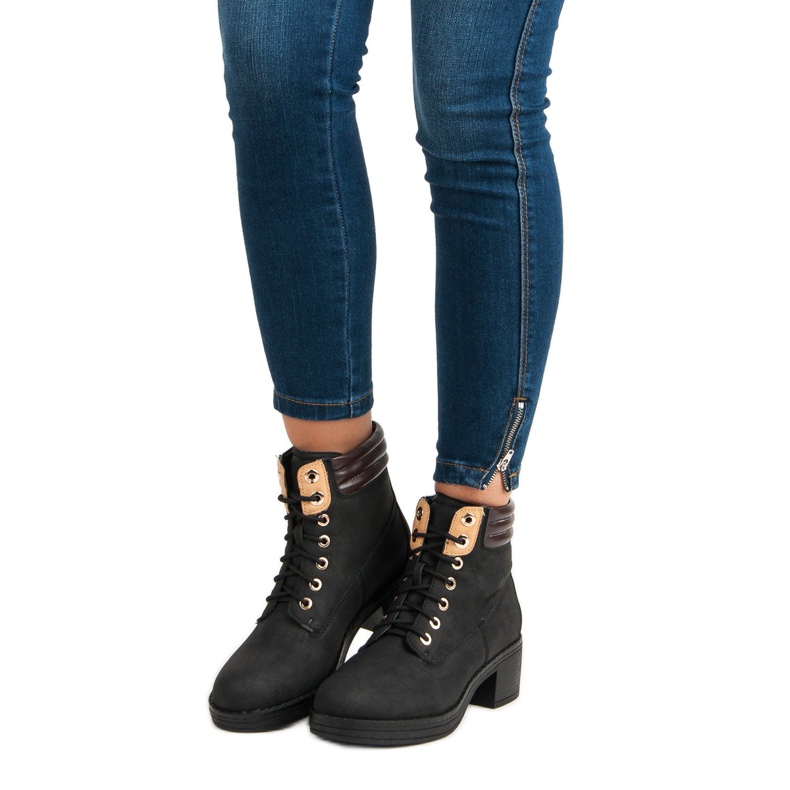 Botas de trabalho com salto alto preto 1