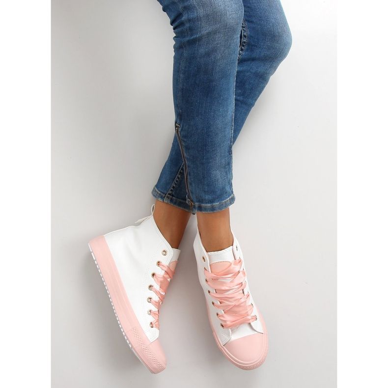 Tênis para tornozelo com cadarço duplo bl102p rosa branco 2 Tênis para tornozelo com cadarço duplo bl102p rosa branco 2