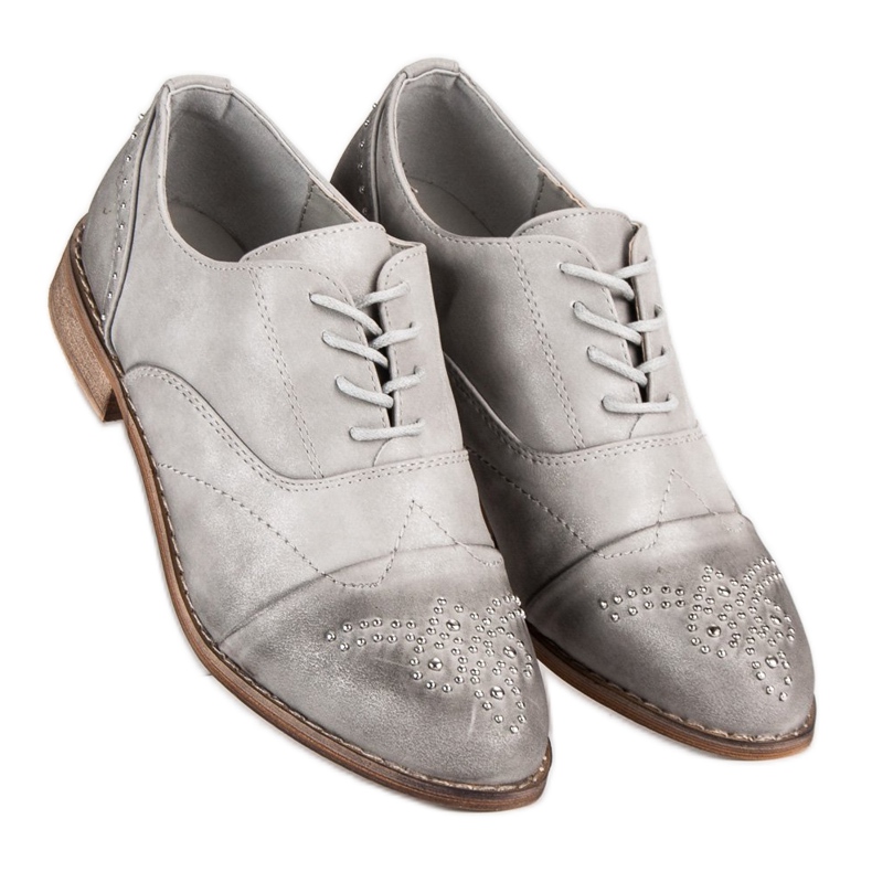 Super Me Sapatos elegantes com cordões cinza 1 Super Me Sapatos elegantes com cordões cinza 1