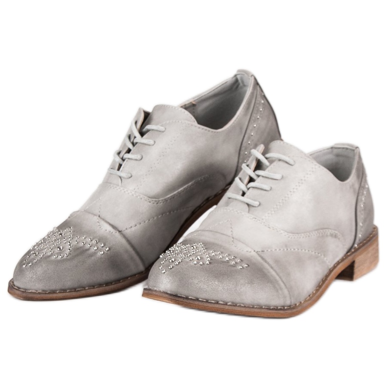 Super Me Sapatos elegantes com cordões cinza 2 Super Me Sapatos elegantes com cordões cinza 2