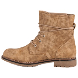 Juliet Botas de camelo com salto baixo castanho 1