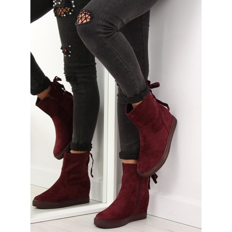 Botas com salto oculto HQ886 Claret Red vermelho 1
