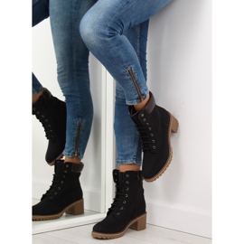 Botas pretas de madeira com salto 7-9028 preto 2