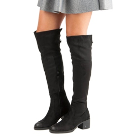 Botas de camurça vinceza de salto alto até a coxa preto 1