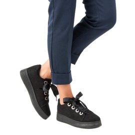 Tênis camurça preta preto 2