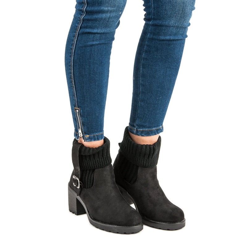 Seastar Botas de camurça de salto alto preto 1