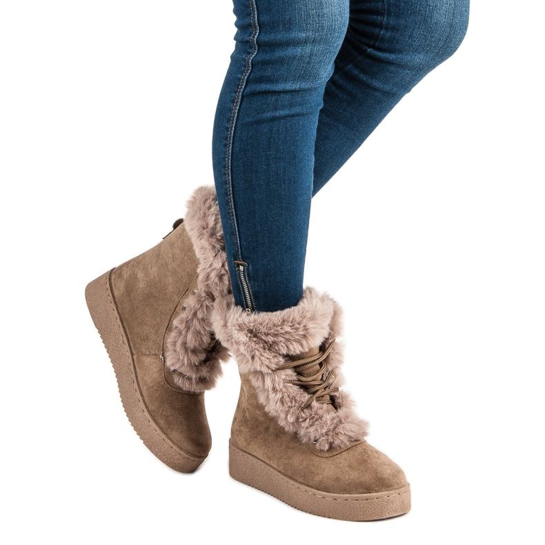 Botas de neve amarradas marrons marrom 1