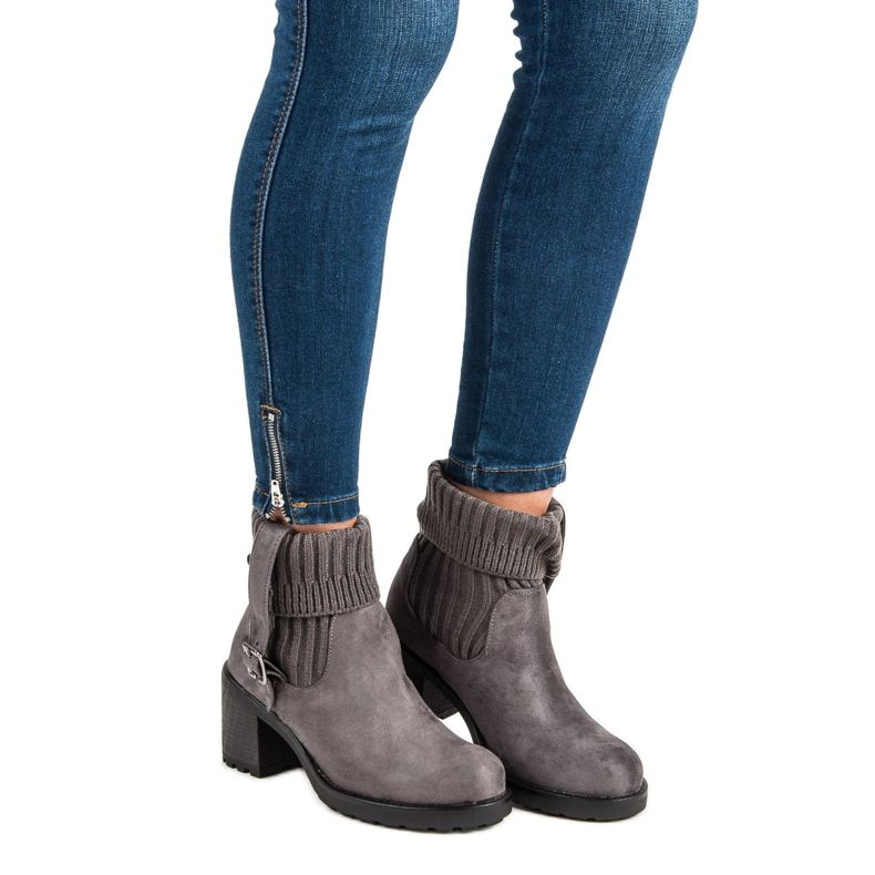 Seastar Botas de camurça de salto alto cinza 2