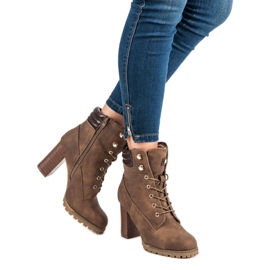 Kayla Botas de salto alto amarradas castanho 2