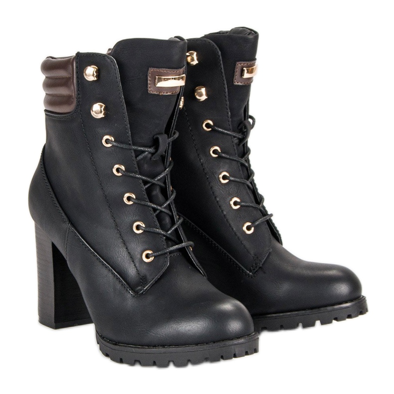 Kayla Botas de salto alto amarradas preto 1