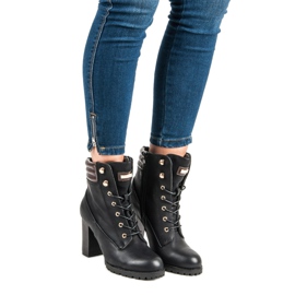 Kayla Botas de salto alto amarradas preto 2