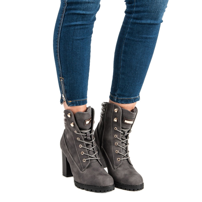 Kayla Botas de salto alto amarradas cinza 1