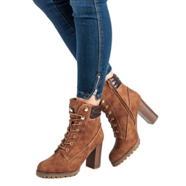 Kayla Botas de salto alto amarradas marrom 2