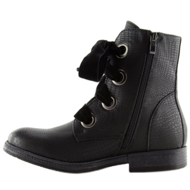 Botas pretas atadas HFN-5505 pretas preto 2