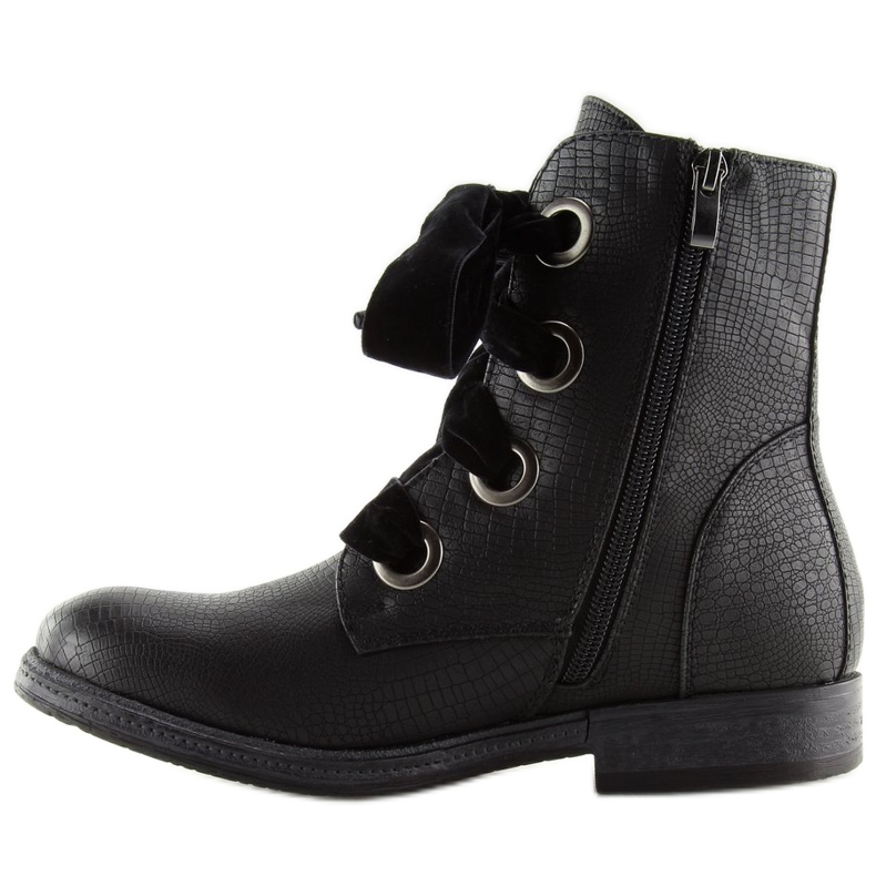 Botas pretas atadas HFN-5505 pretas preto 2