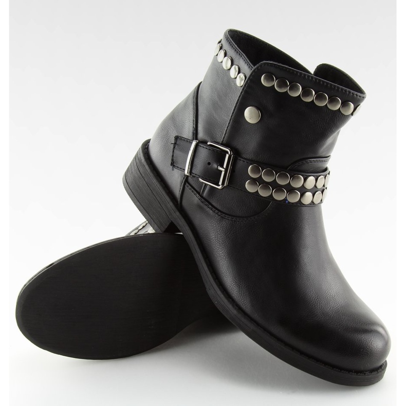 Botas pretas com tachas pretas HUQ-008 Preto 2