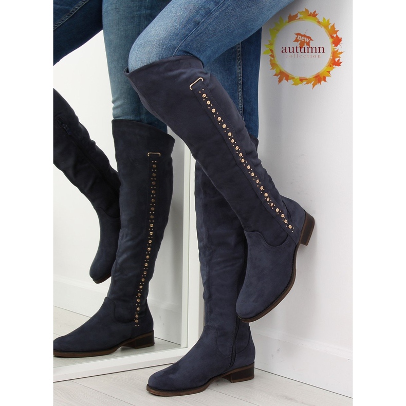 Botas acima do joelho, azul marinho 990-PG azul azul-marinho 1