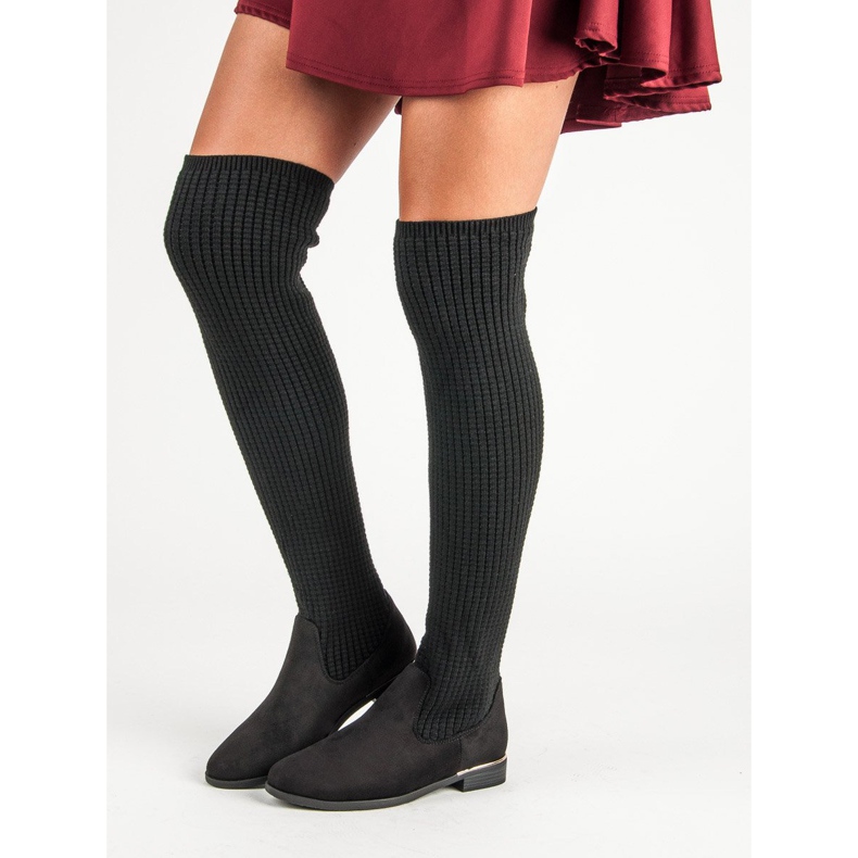 Super Me Botas femininas justas preto 2