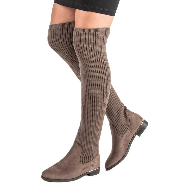 Super Me Botas femininas justas castanho 1