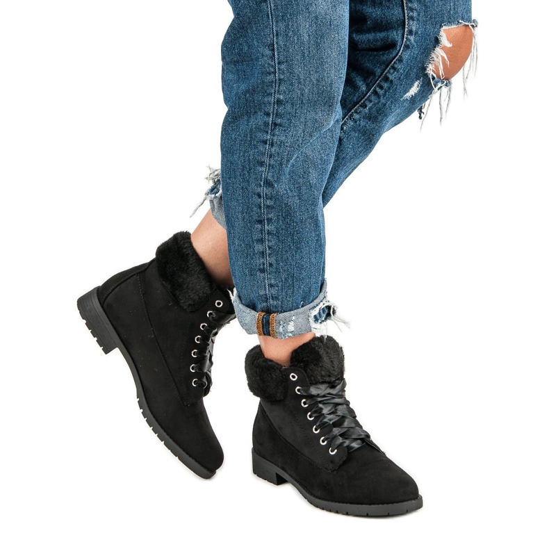 Seastar Botas de camurça atadas preto 1