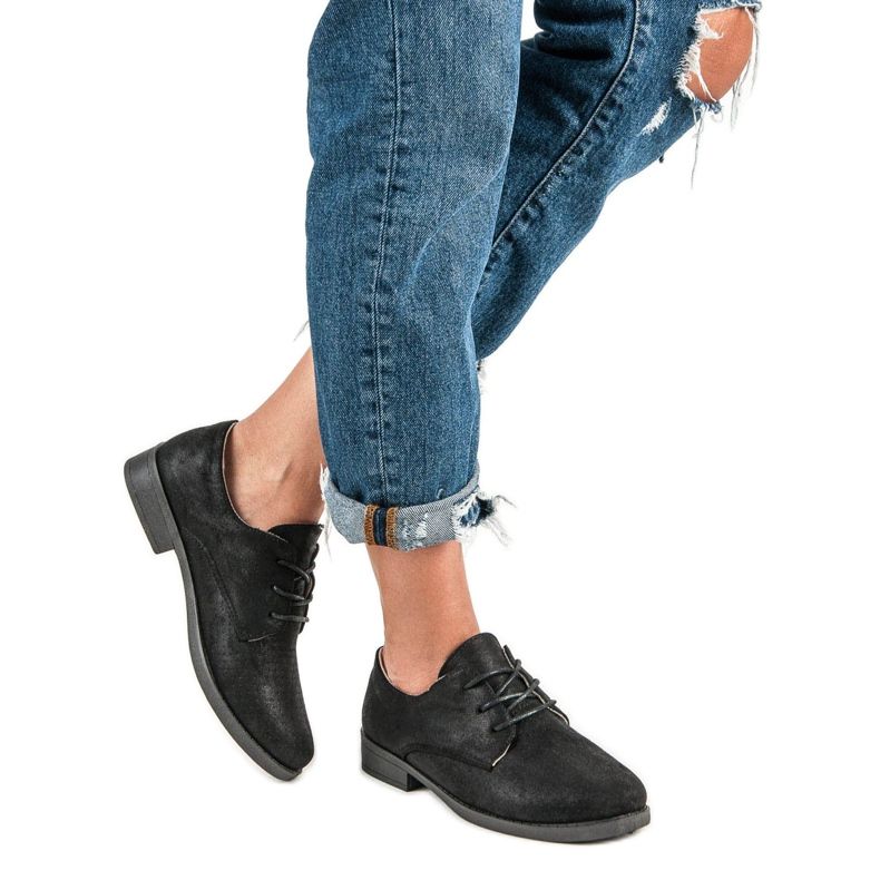 Sapatos de amarrar confortáveis preto 2 Sapatos de amarrar confortáveis preto 2