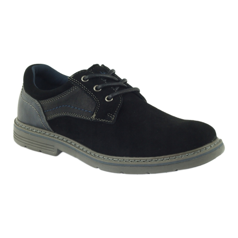 McKey Sapatos masculinos de camurça 285 preto azul marinho 1