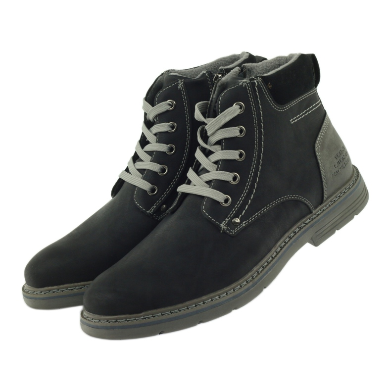 McKey Botas masculinas negras 288 com cordões preto cinza 4 McKey Botas masculinas negras 288 com cordões preto cinza 4