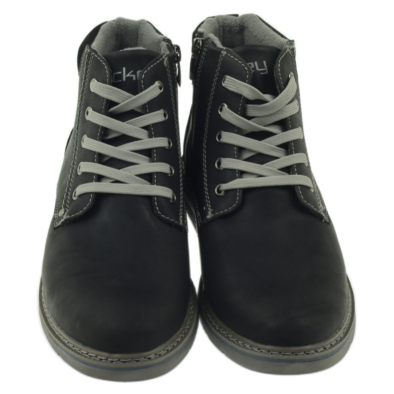 McKey Botas masculinas negras 288 com cordões preto cinza 3 McKey Botas masculinas negras 288 com cordões preto cinza 3