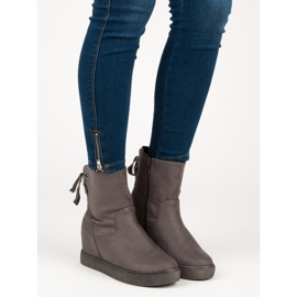 Bestelle Botas de cunha cor de vinho cinza 1