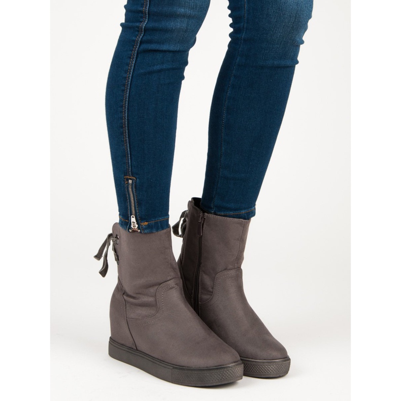 Bestelle Botas de cunha cor de vinho cinza 1