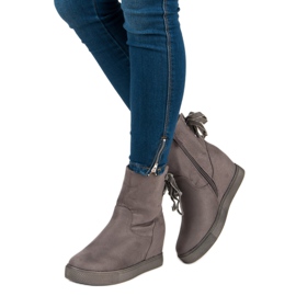 Bestelle Botas de cunha cor de vinho cinza 2