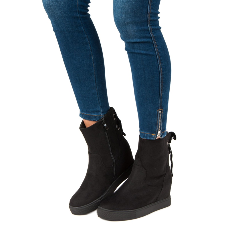 Bestelle Botas de cunha cor de vinho preto 1