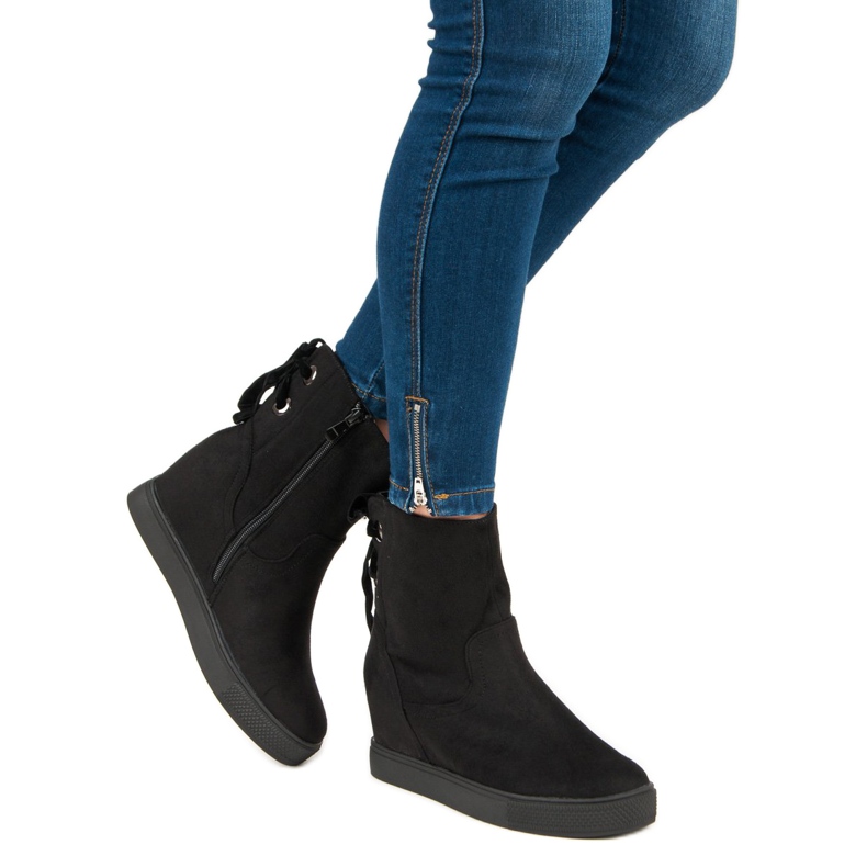 Bestelle Botas de cunha cor de vinho preto 2