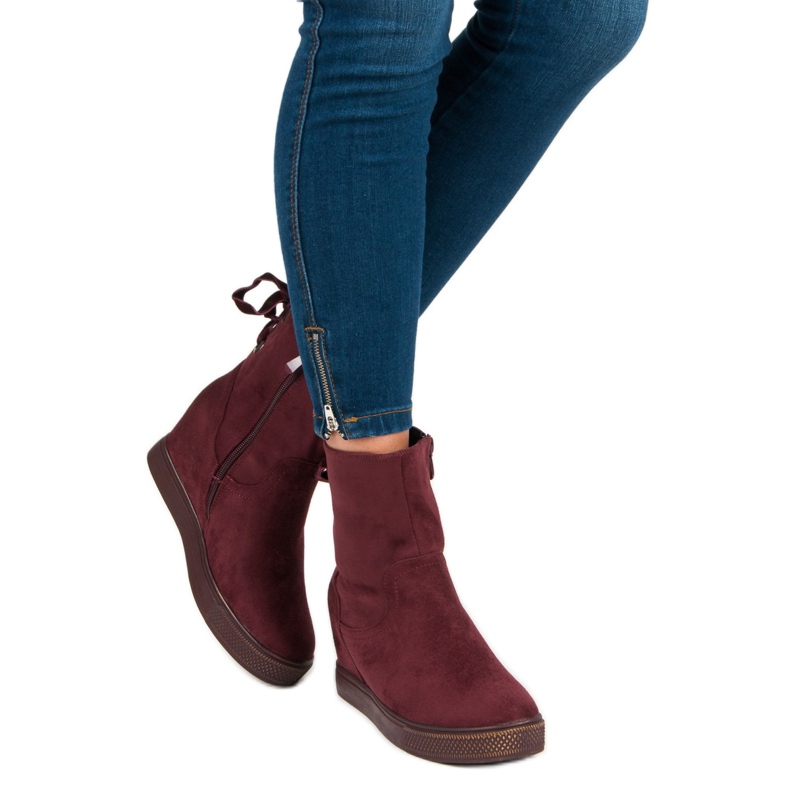 Bestelle Botas de cunha cor de vinho multicolorido vermelho 2