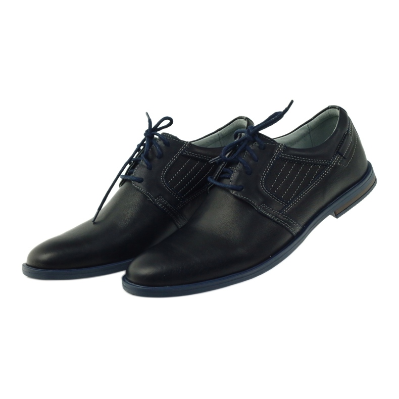 Riko Sapatos de couro azul marinho masculino 819 5