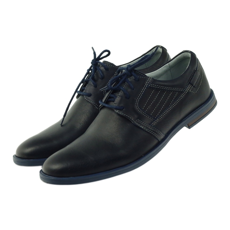 Riko Sapatos de couro azul marinho masculino 819 4