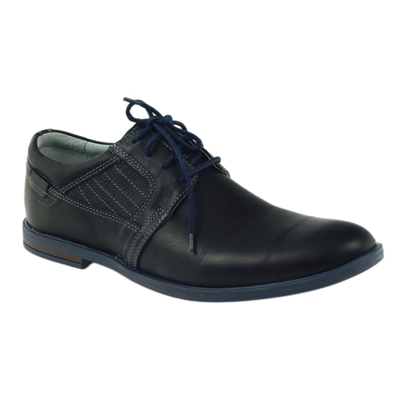 Riko Sapatos de couro azul marinho masculino 819 1