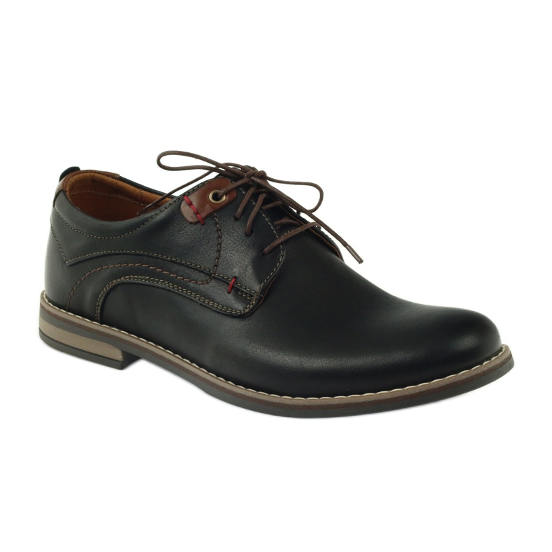 Sapatos masculinos Riko com cadarço 842 preto marrom 1