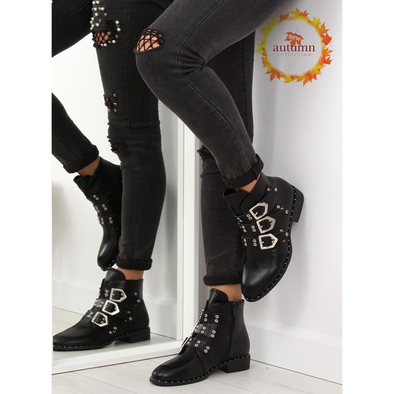 Botas pretas com fivelas K-9902 pretas preto 1