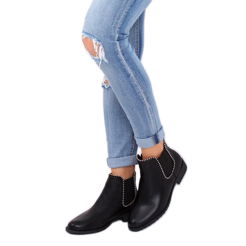 Botas pretas Chelsea com miçangas Q-30 pretas preto 2